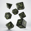 Elvish RPG Dice Set Black &amp; Glow-in-the-dark (7 stuks)