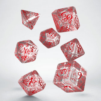 Elvish RPG Dice Set Translucent &amp; Red (7 stuks)