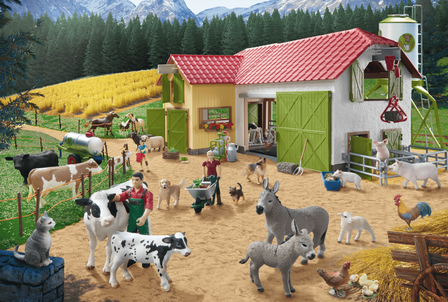 Een dag op de boerderij - Puzzel (40) [+ 2 GRATIS SCHLEICH FIGUREN]