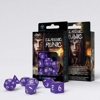 Classic Runic Dice Set Purple &amp; White (7 stuks)