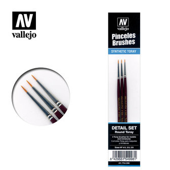 Vallejo Brush Detail Set (Round Toray) - 4/0, 3/0, 2/0