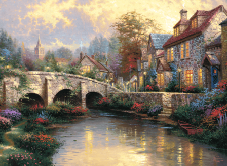 Bij de oude brug (Thomas Kinkade) - Puzzel (1000)
