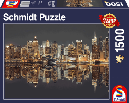 New York Skyline bij Nacht - Puzzel (1500)