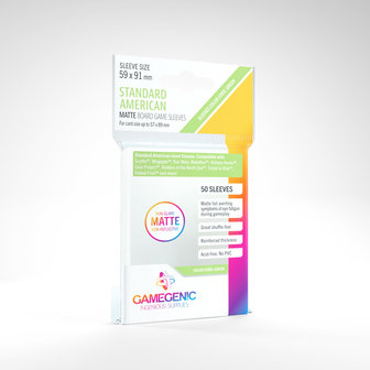 Gamegenic Matte Board Game Sleeves: Standard American (59x91mm) - 50