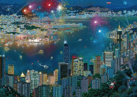 Vuurwerk boven Hongkong (Alexander Chen) - Puzzel (1000)