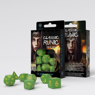 Classic Runic Dice Set Green &amp; Yellow (7)