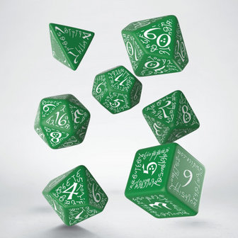 Elvish RPG Dice Set Green &amp; White (7)