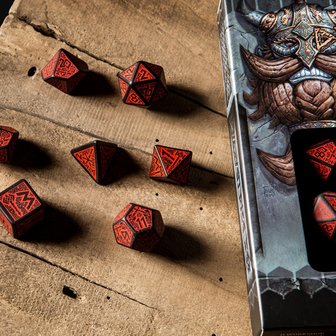Dwarven RPG Dice Set Red &amp; Black (7 stuks)