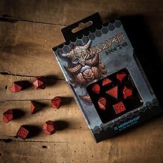 Dwarven RPG Dice Set Red &amp; Black (7 stuks)