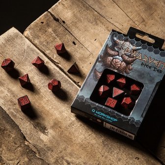 Dwarven RPG Dice Set Red &amp; Black (7 stuks)