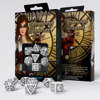 Steampunk Dice Set White &amp; Black (7)