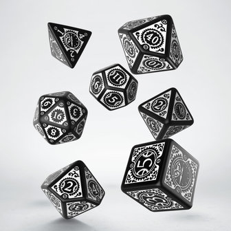 Steampunk Clockwork Dice Set Black &amp; White (7)