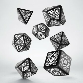 Celtic Dice Set Zwart &amp; Wit (7)