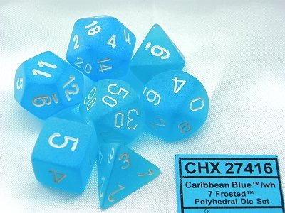 Frosted Caribbean Blue/White Polydice (7)