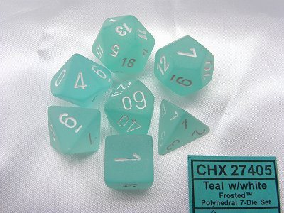 Frosted Teal/White Polydice (7)