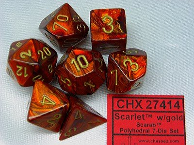 Scarab Scarlet/Gold Polydice (7)