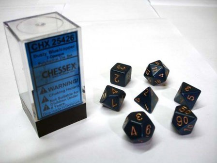 Opaque Dusty Blue/Copper Polydice (7)