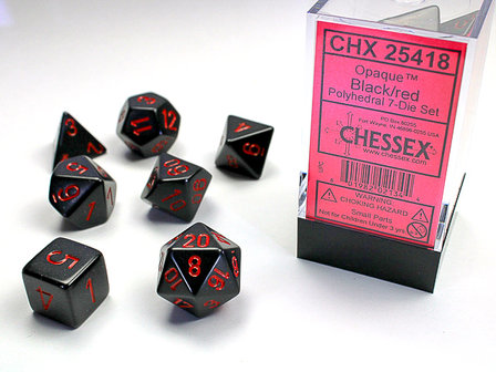 Opaque Black/Red Polydice (7)