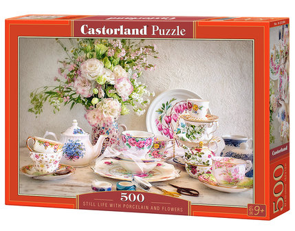 Still Life with Porcelain and Flowers - Puzzel (500)