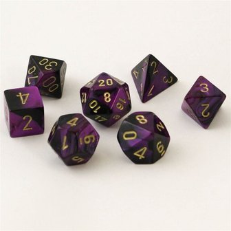 Gemini Black-Purple/Gold Polydice (7)