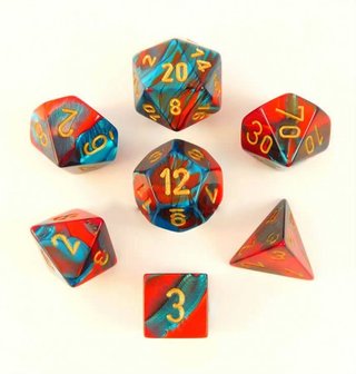 Gemini Red-Teal/Gold Polydice (7)