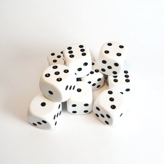 Dobbelsteen D6 (16mm) Opaque White/Black