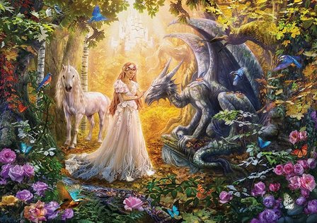 Dragon, princess and unicorn - Puzzel (1500)