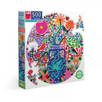 Birds and Flowers - Ronde Puzzel (500)