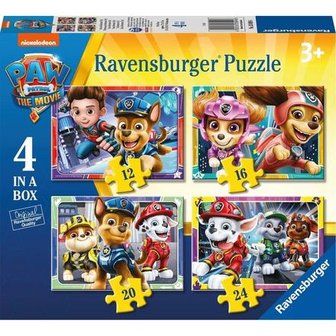 Paw Patrol the Movie - 4 in a Box Puzzel (12+16+20+24)
