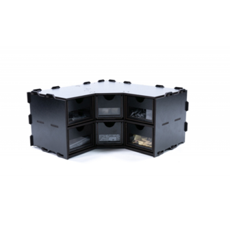 Black Paint Rack: Hoekstuk met lades