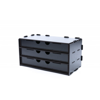 Black Paint Rack: Kastje met 3 lange laden