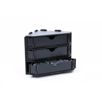 Black Paint Rack: Eindstuk met lades