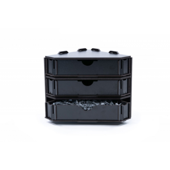 Black Paint Rack: Eindstuk met lades