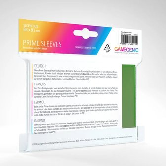 Gamegenic Prime Sleeves: Standard Size Green (66x91mm) - 100x