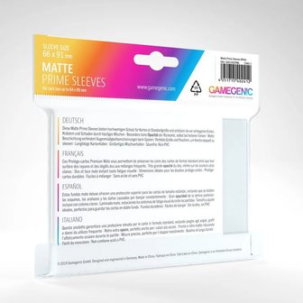 Gamegenic Matte Prime Sleeves: Standard Size White (66x91mm) - 100x