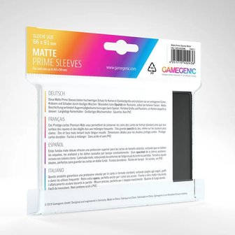 Gamegenic Matte Prime Sleeves: Standard Size Black (66x91mm) - 100x