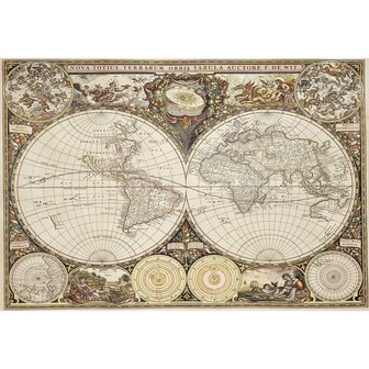 Antique World Map - Houten Puzzel Wooden City (600)
