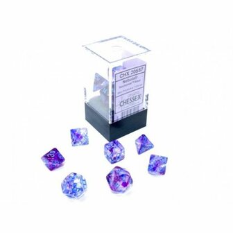 Mini Dobbelstenen Nocturnal/Blue Polydice (7 stuks)