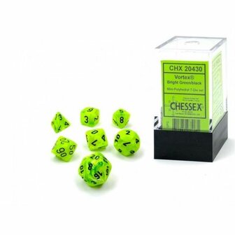Mini Dobbelstenen Vortex Bright Green/Black (7 stuks)