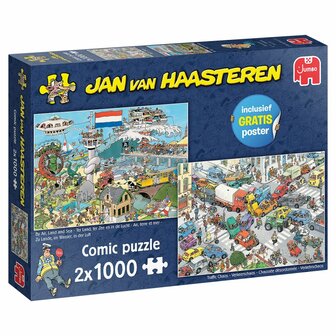 Verkeerschaos &amp; Ter Land, ter Zee en in de lucht - Jan van Haasteren Puzzel (2x1000)