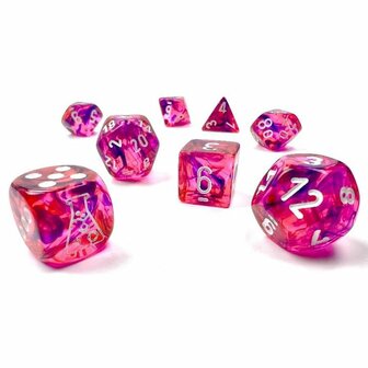 Dobbelstenen Nebula Black Light Special/White Polydice (7 stuks)