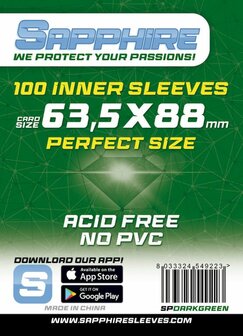 Sapphire Inner Card Sleeves - Perfect Size (63,5x88mm)