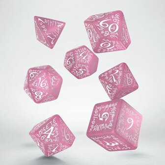 Elvish RPG Dice Set Shimmering Pink &amp; White (7)