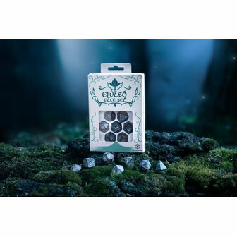 Elvish RPG Dice Set Cobalt &amp; Silver (7)