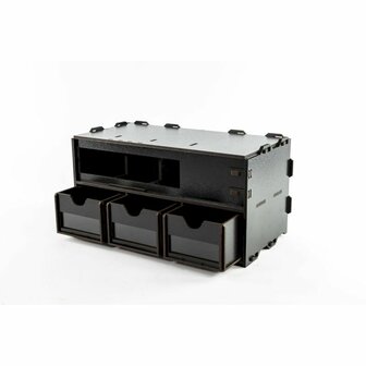 Black Paint Rack: Middenstuk (Stekkerdoos en ladekastje met lage lades)