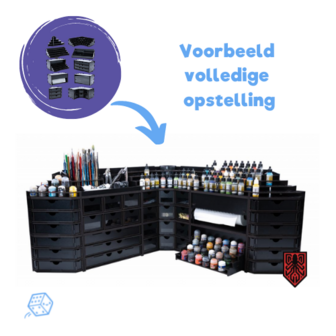 Black Paint Rack: Eindstuk met 2 lades
