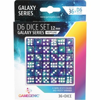 Dobbelstenen Galaxy Series Neptune - D6 - 12mm - 36 stuks