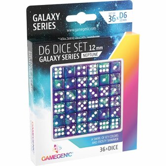 Dobbelstenen Galaxy Series Neptune - D6 - 12mm - 36 stuks