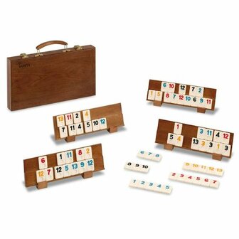 Deluxe Rummi 4 Spelers in houten koffer