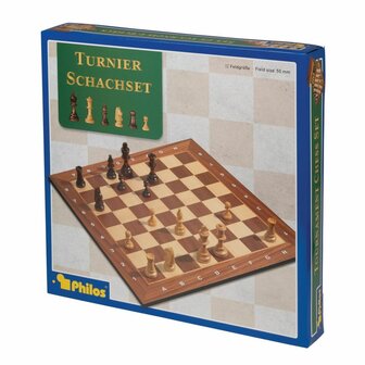 Luxe Toernooi Schaakset (50 x 50cm) &ndash; Houten Bord en Staunton Stukken &ndash; Philos 2503​